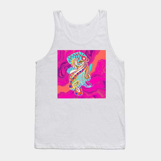 octopus in magical glitch in ecopop pattern mandala Tank Top by jorge_lebeau